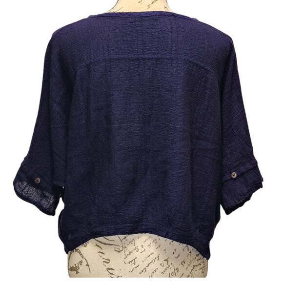 Spirithouse Bohemian 100% Cotton Blouse - Relaxed Dolman Sleeve Flowy Lagenlook - Picture 3 of 7